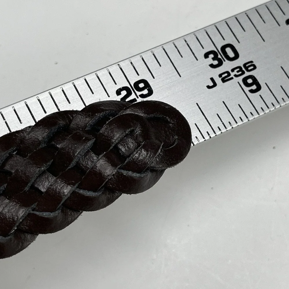 Vintage Levi's Brown‎ Leather Woven Belt w/Brass Size S Small